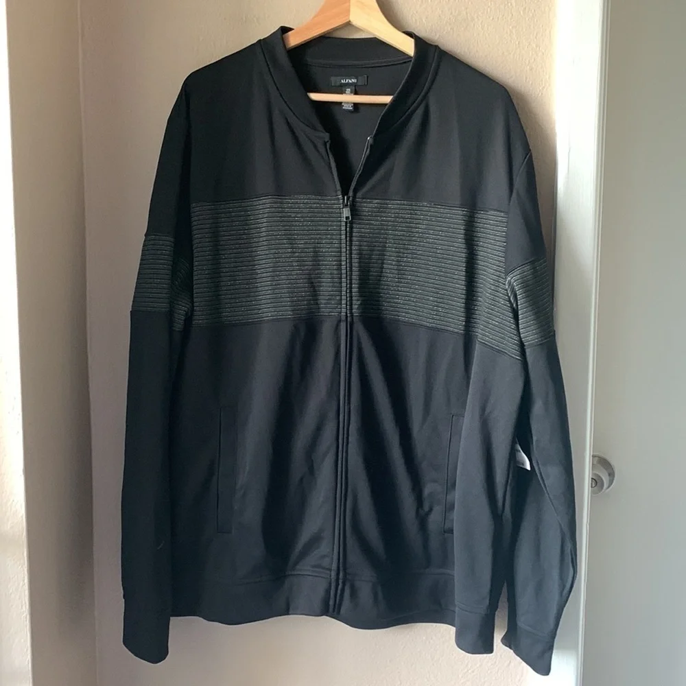 NWT ALFANI Men’s Glitterati Silver Combo Long Sleeve Zip Up Jacket